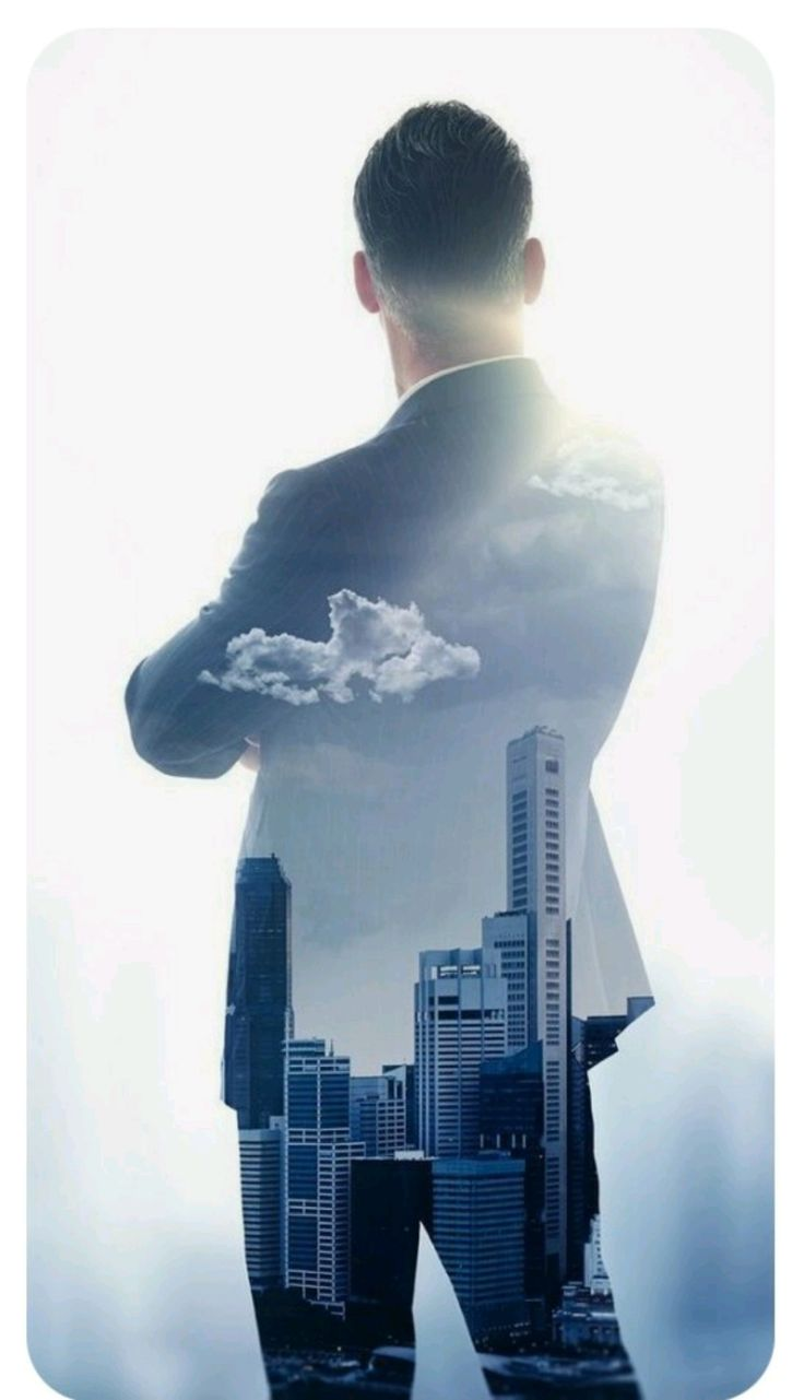Business professional with cityscape